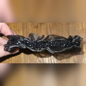Black Ruched/Ruffled Beaded Headband BNIB